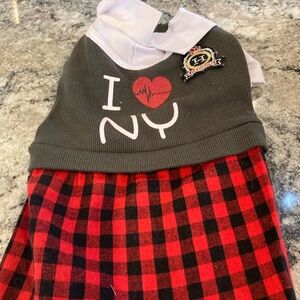 I Love NY Plaid Dog Outfit